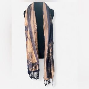 Elegant Tan and Navy Women's Scarf
